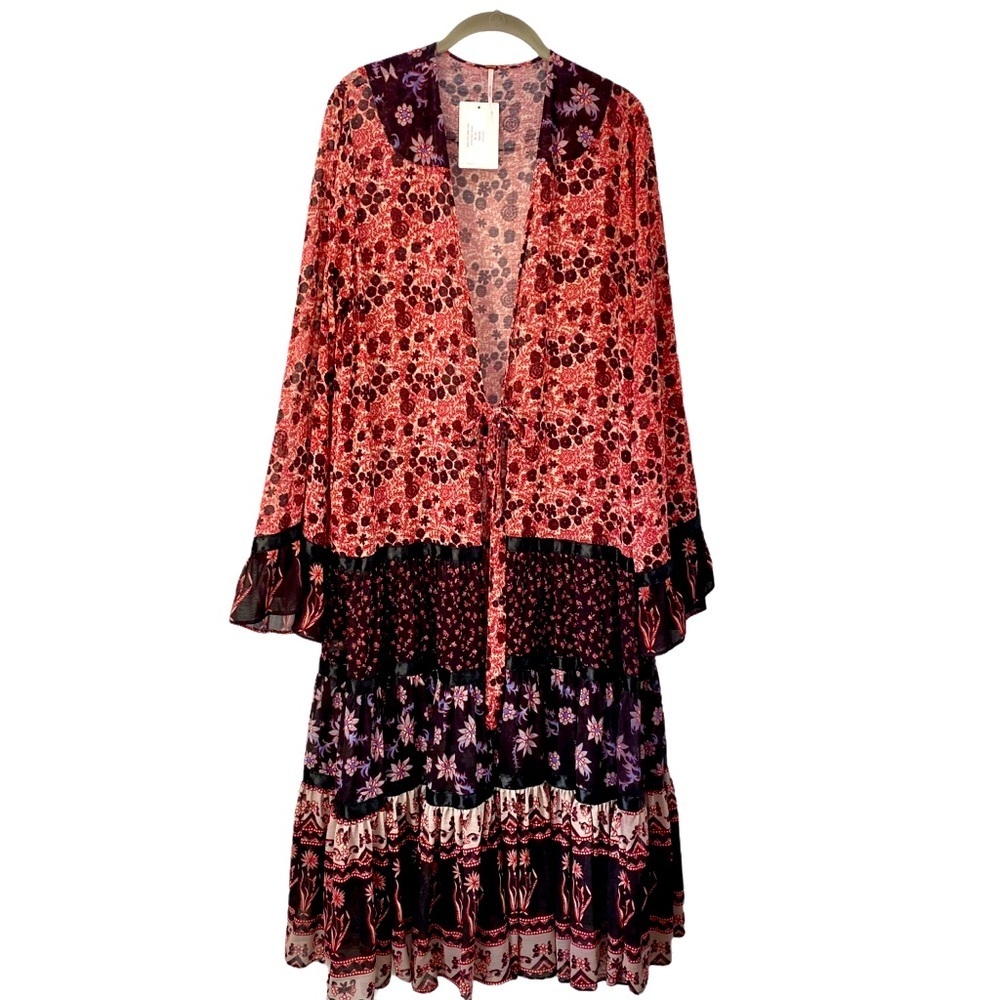 Free People Zahara Tiered Floral Duster Kimono  XS